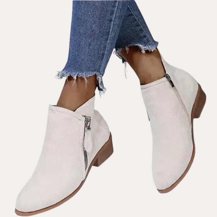 Damen Orthopädische Stiefeletten mit Blockabsatz und Reißverschluss | Vestea