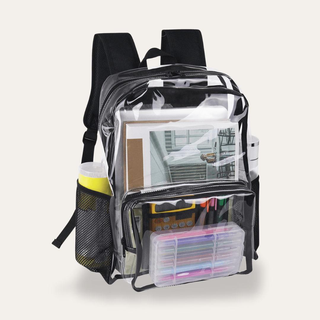 Herren Rucksack aus transparentem Material mit Netzfronttasche | Vestea