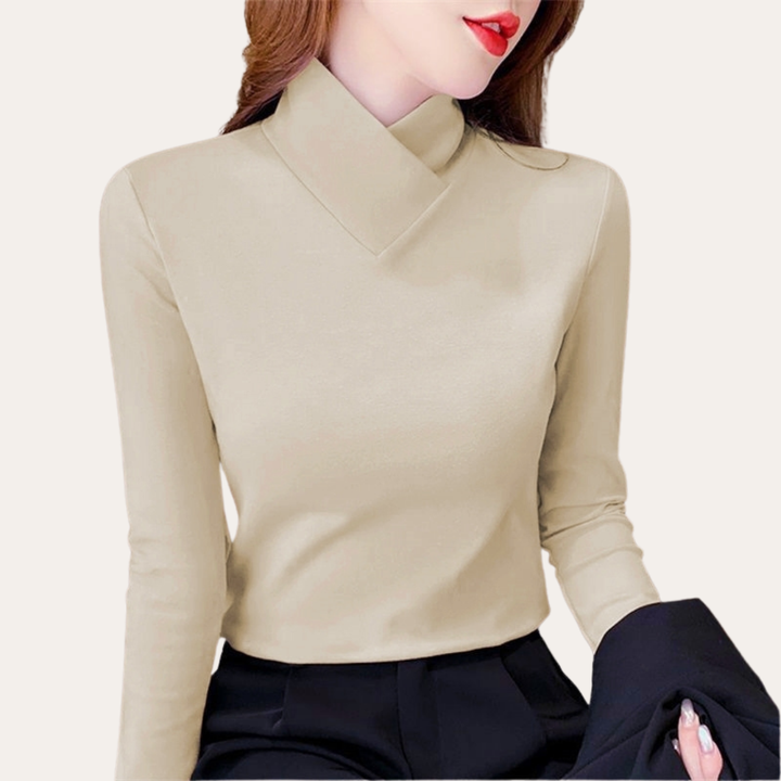 Damen Langarmshirt Stehkragen Büro Freizeit | Vestea