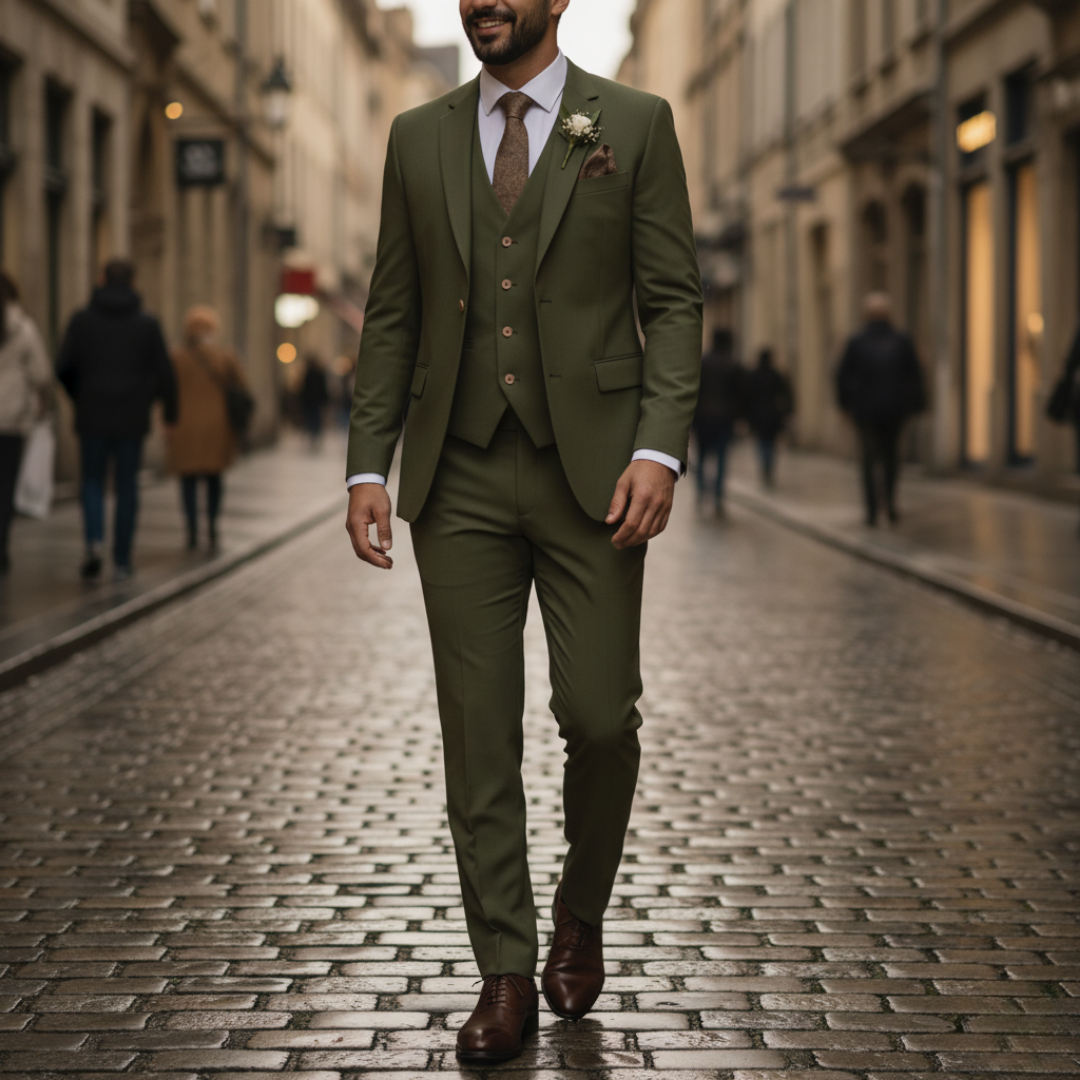 Eleganter dreiteiliger Herrenanzug aus Polyester | Vestea