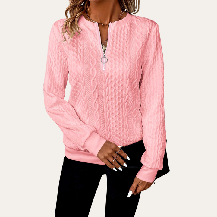 Damen Strickpullover mit Reißverschluss Kragen | Vestea