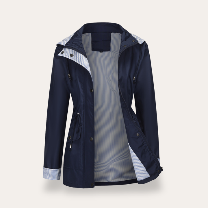 Damen Regenjacke mit Kapuze und Kordelzug Wasserabweisend | Vestea
