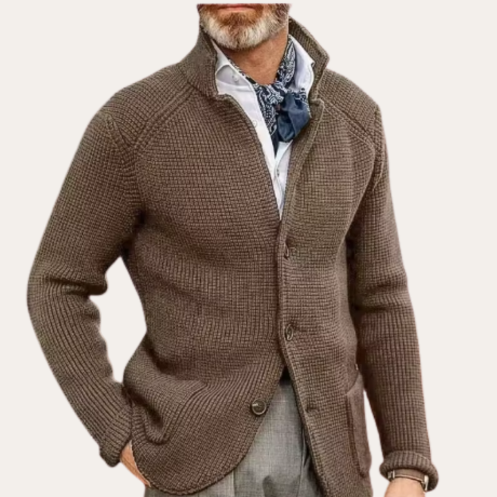 Herren Strickjacke mit Knöpfen Stehkragen | Vestea