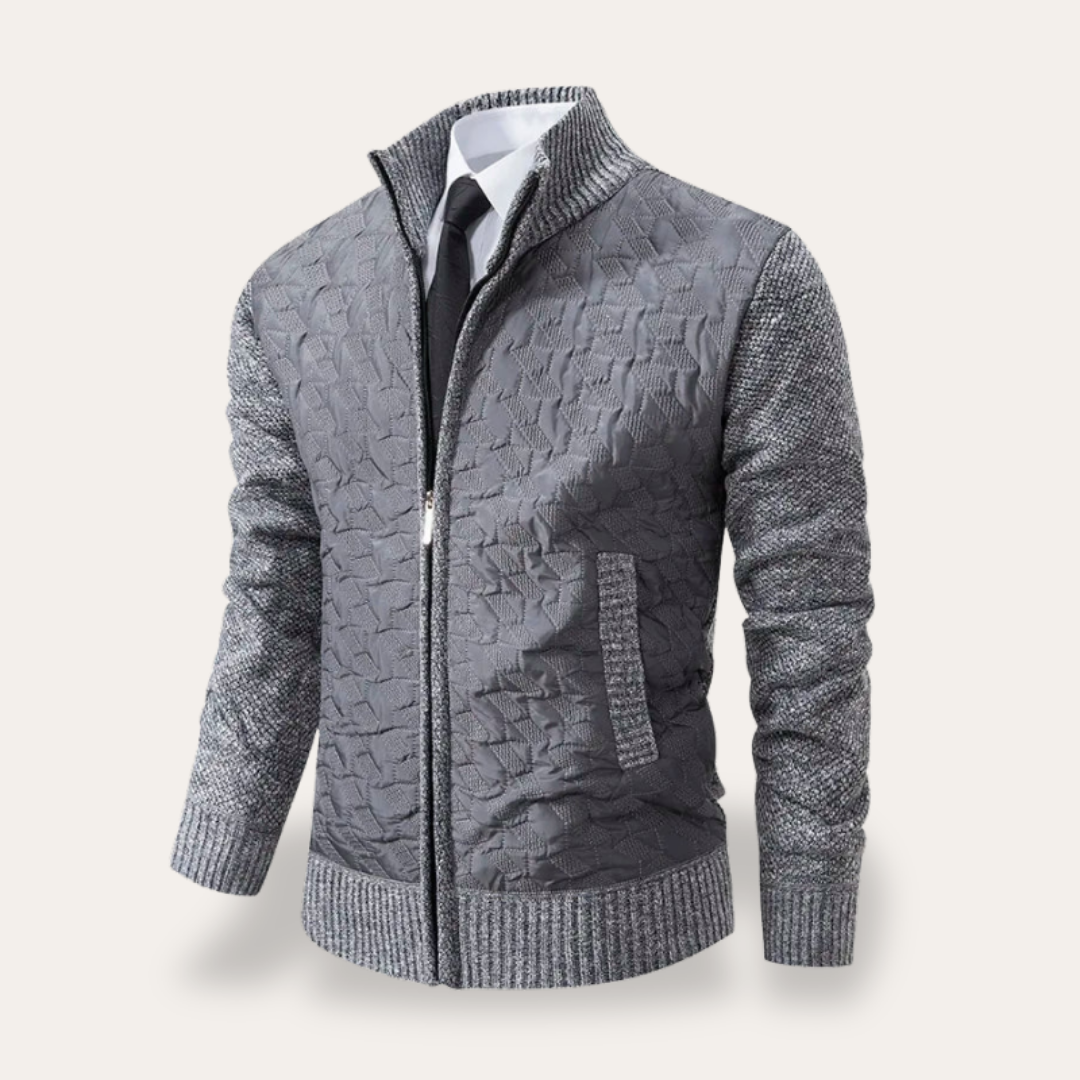 Herren Strickjacke mit Reißverschluss und Strukturmuster | Vestea