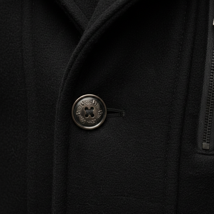 Herren-Wintermantel aus Wolle mit Knöpfen und Reißverschlüssen | Vestea