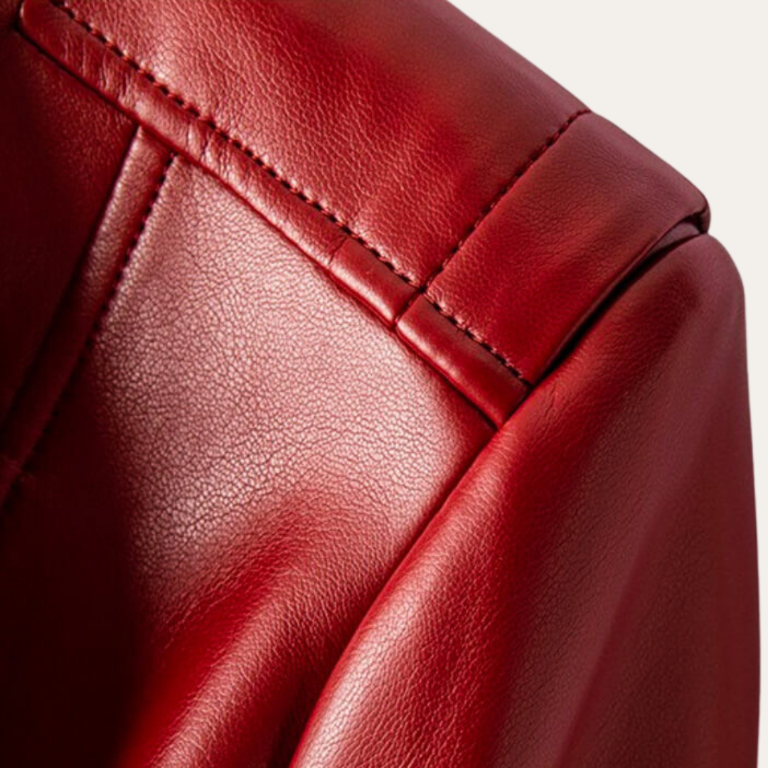 Damen Lederjacke mit Reißverschluss und Kragen | Vestea
