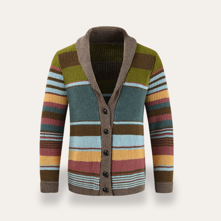 Herren Strickjacke Knopfleiste Gestreift | Vestea