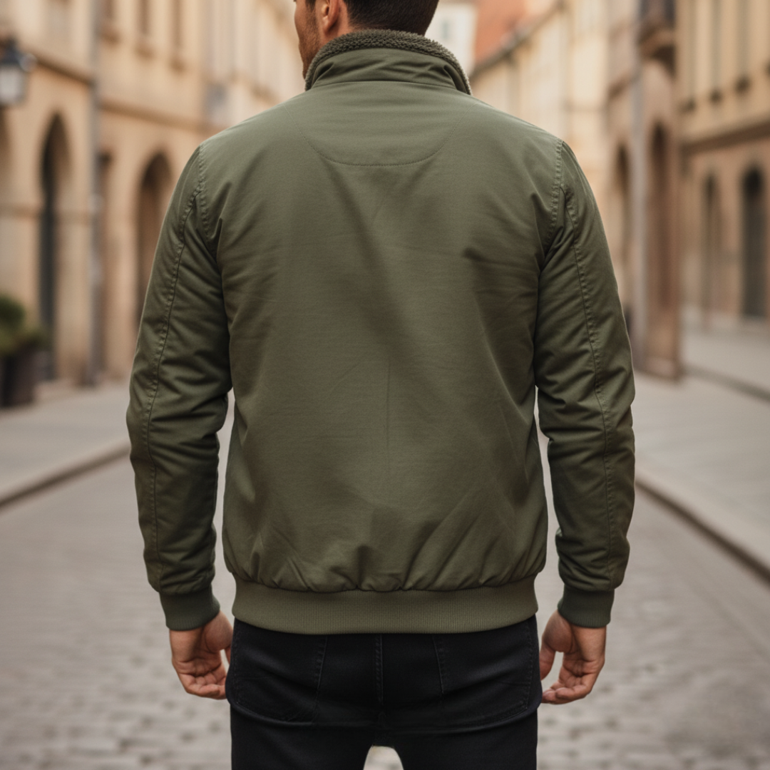 Herren Bomberjacke Shearling-Kragen Winter Polyester | Vestea