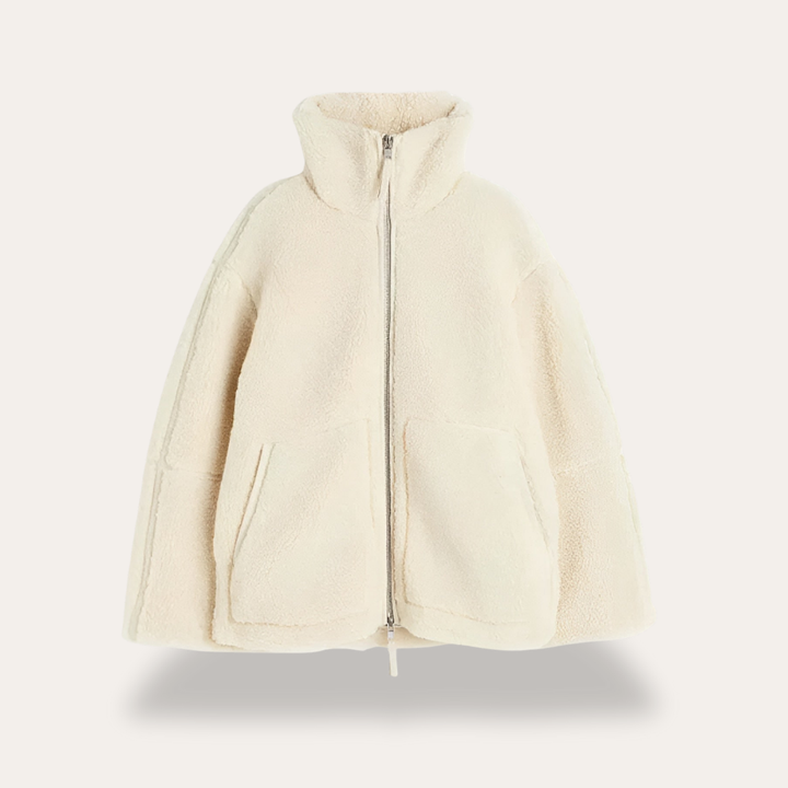 Damen Oversize Kuscheljacke Wintermantel Beige | Vestea