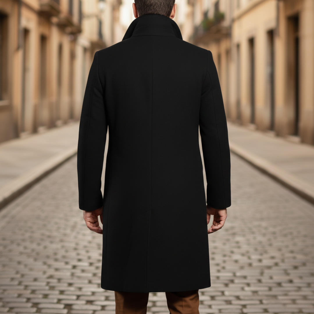 Herren Wollmix Mantel Schwarz Winter | Vestea