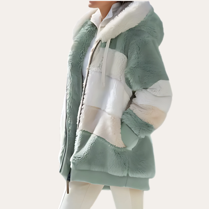 Damen Kunstpelz Jacke Winter mit Kapuze | Vestea