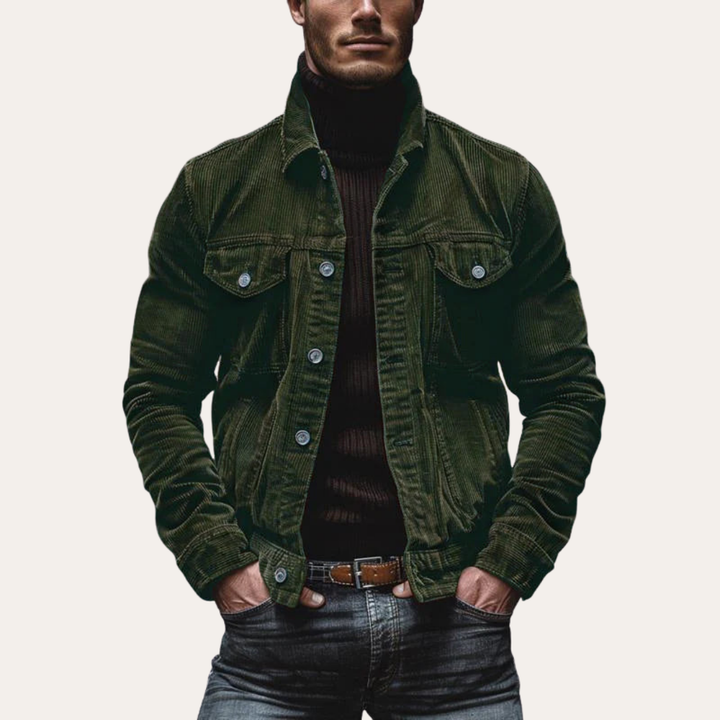 Herren Cordjacke Slim Fit Retro Freizeitjacke mit Taschen | Vestea