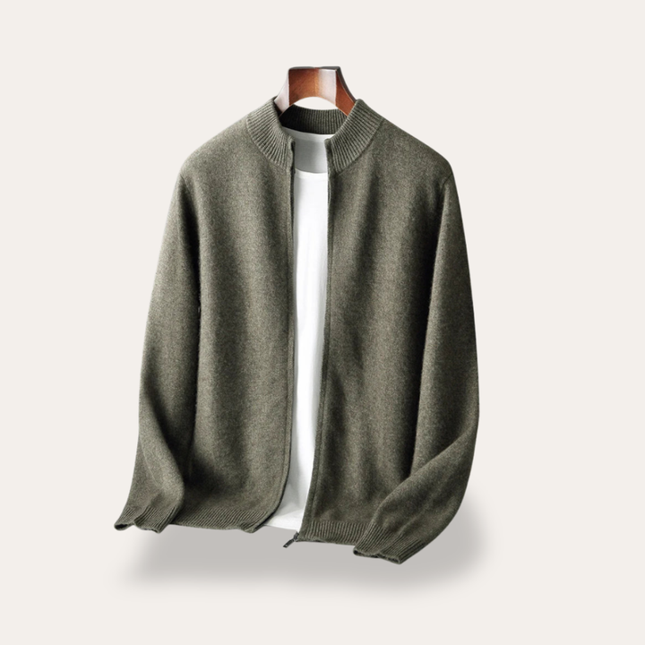 Herren Strickjacke mit Reißverschluss Stehkragen | Vestea