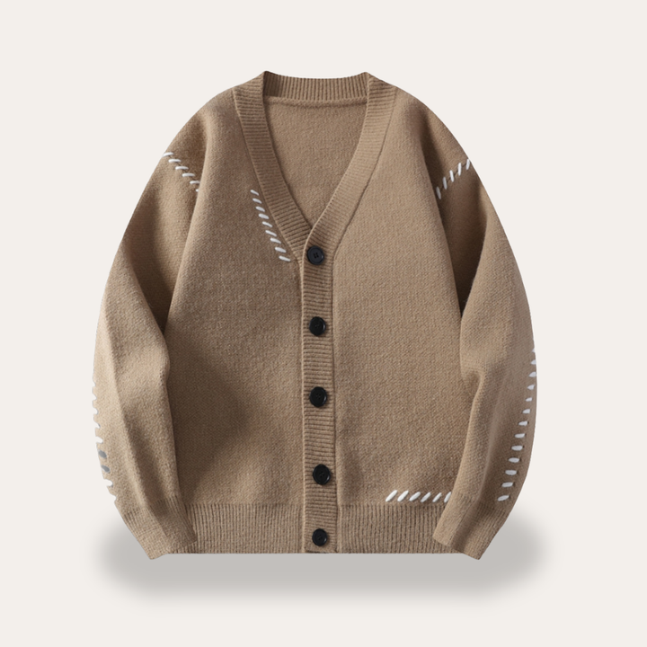 Herren Strickjacke V-Ausschnitt Knopfleiste Wollmix Modern Fit | Vestea