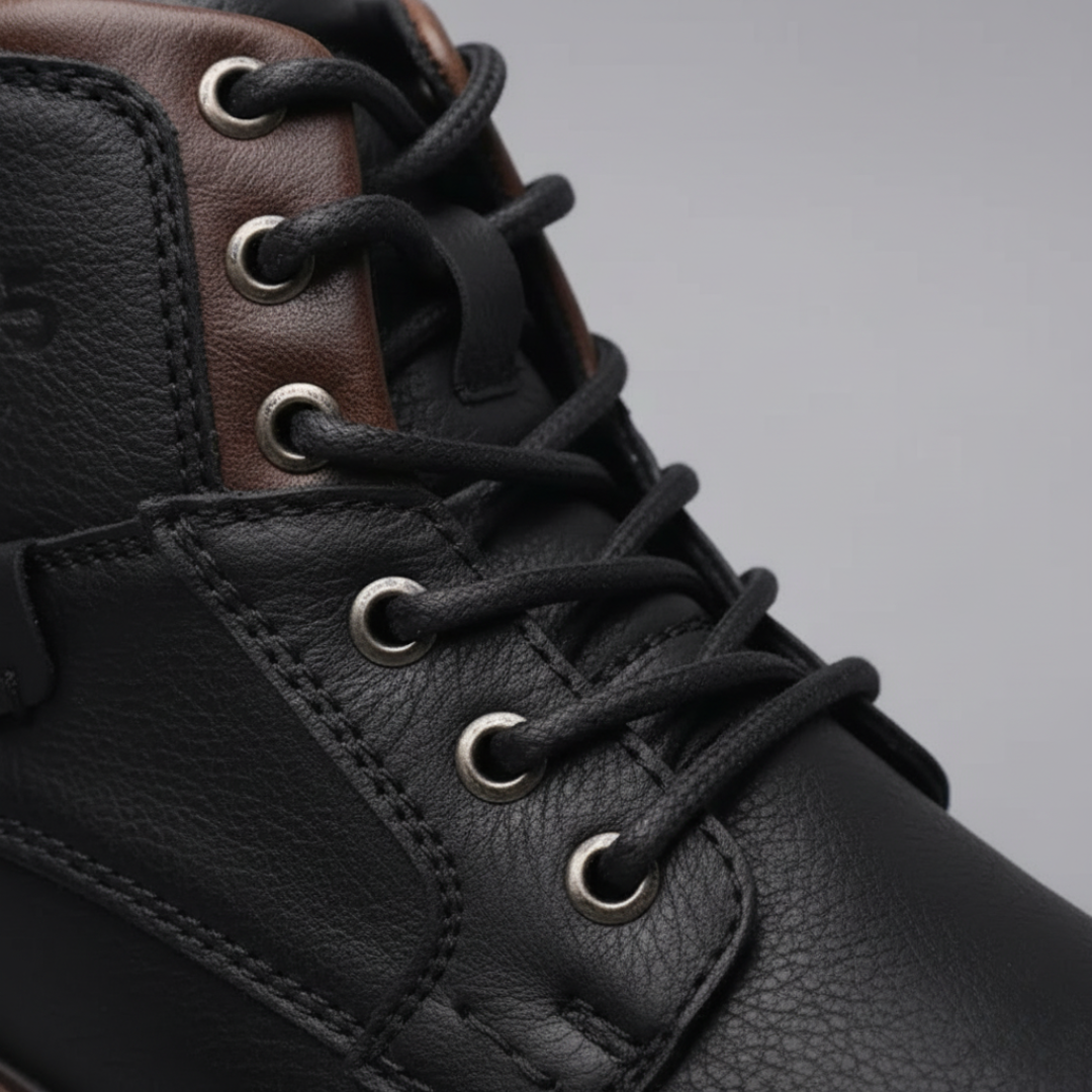 Herren Stiefeletten aus Kunstleder mit Reißverschluss und Schnürung | Vestea