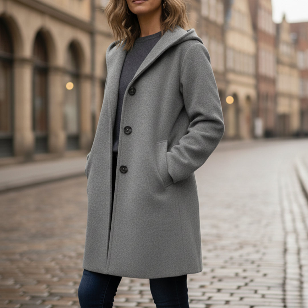 Damen Kapuzenmantel mit Knopfleiste | Vestea