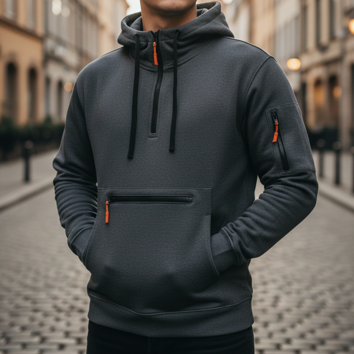 Herren Kapuzenjacke mit Reißverschluss sportliche Jacke mit Taschen | Vestea