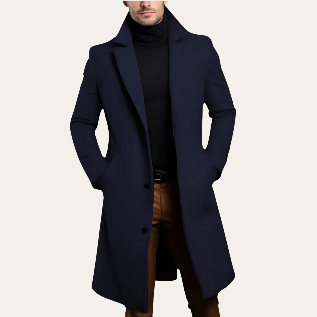 Herren Mantel Wollmix Slim Fit Einreiher Wintermode | Vestea