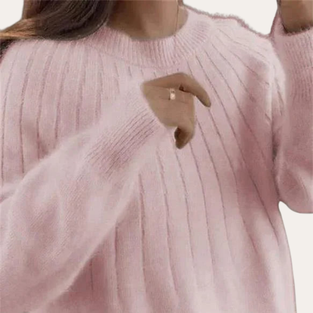 Damen Strickpullover Oversize Langarm Weich Acrylmischung Rundhals | Vestea