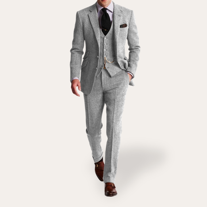Herren Tweed Anzug 3-teilig Slim Fit Business Festlich | Vestea
