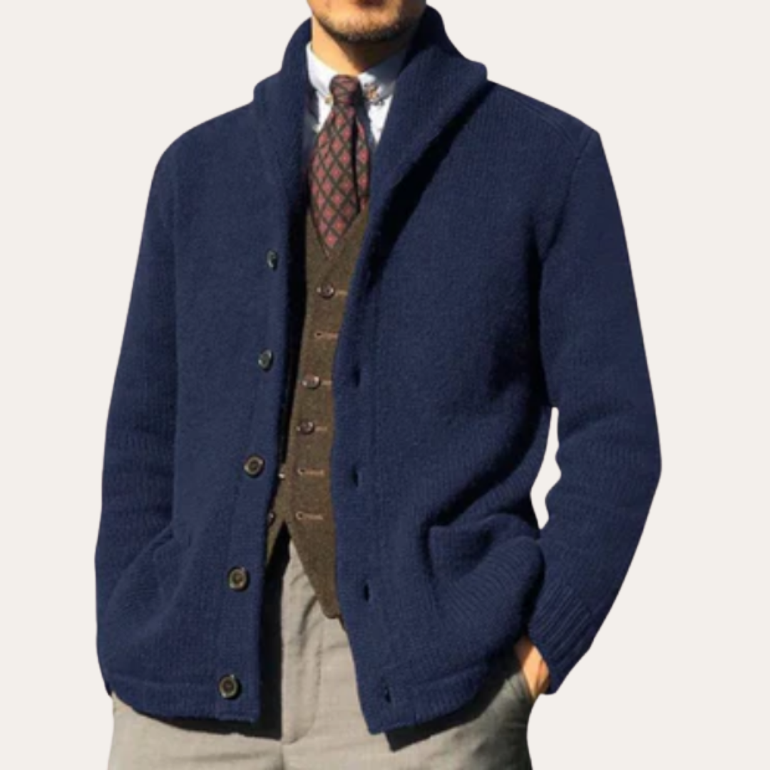 Herren Strickjacke Button-Cardigan Wollmix | Vestea