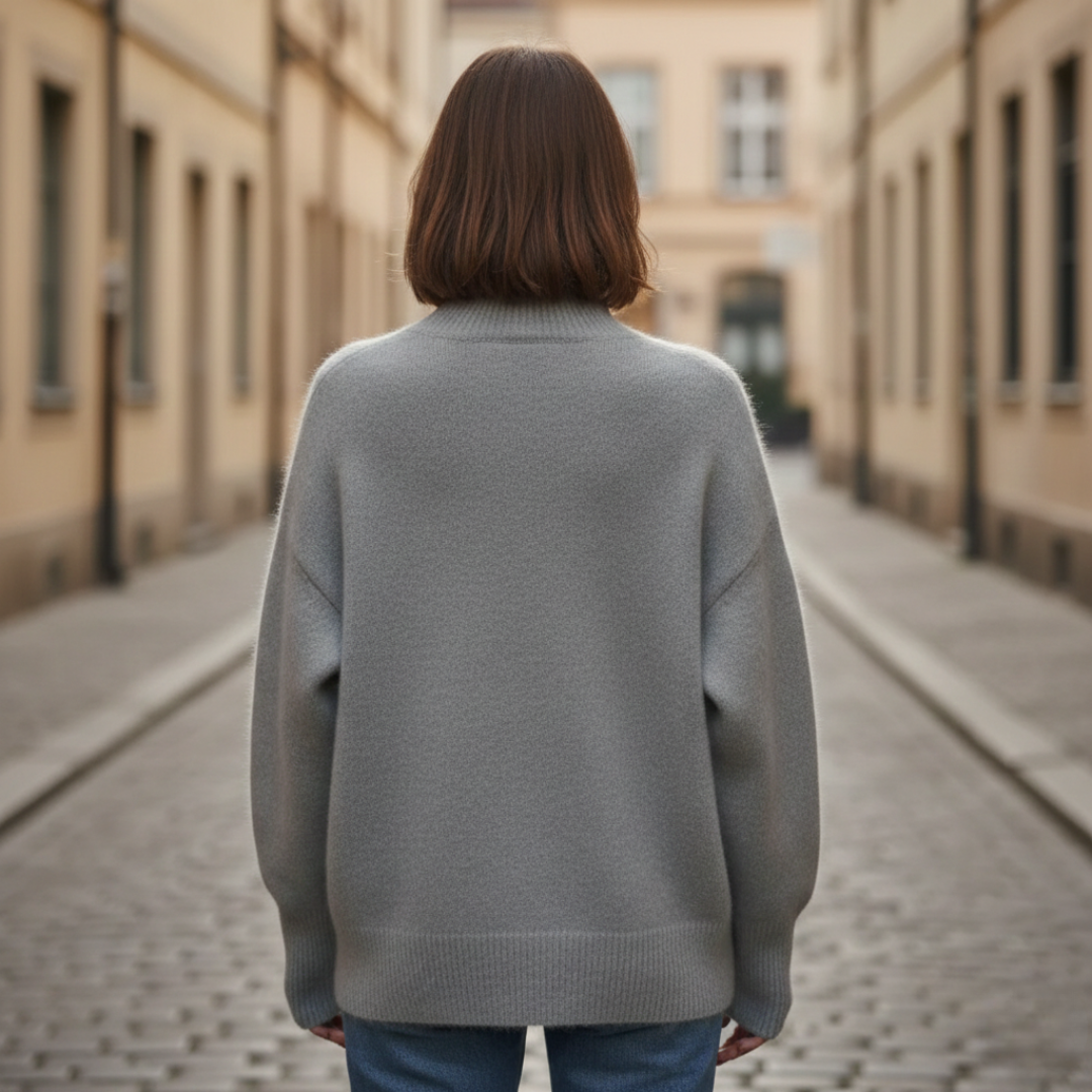 Pull à col roulé en maille oversize pour femme hiver