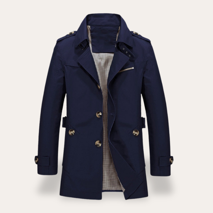 Herren Trenchcoat Mantel Baumwollmix Lang | Vestea