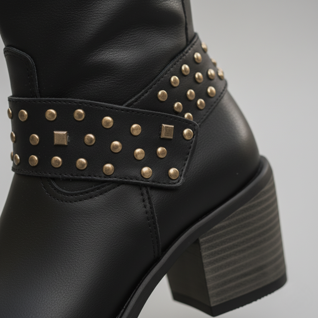 Damen Orthopädische Kniehohe Stiefel mit Nieten | Vestea