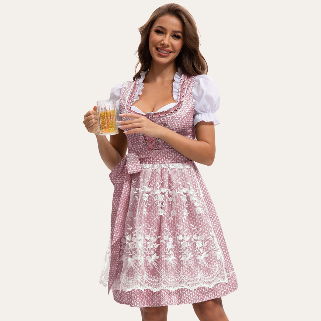 Damen Dirndl Kleid mit Spitzen Schürze Traditionell | Vestea
