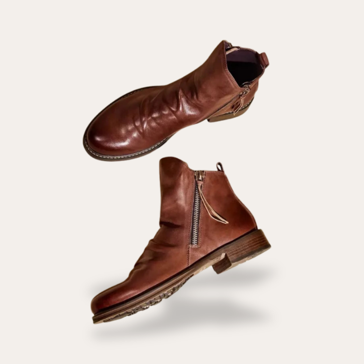Herren Lederstiefeletten mit Reißverschluss und orthopädischer Passform | Vestea
