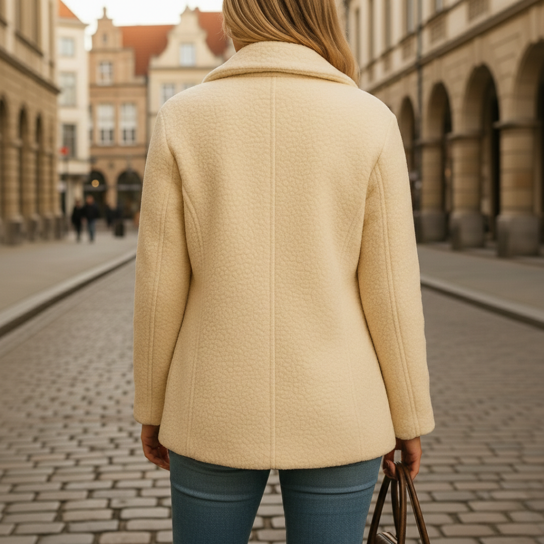 Damen Teddy-Fleece Kurzjacke Creme | Vestea