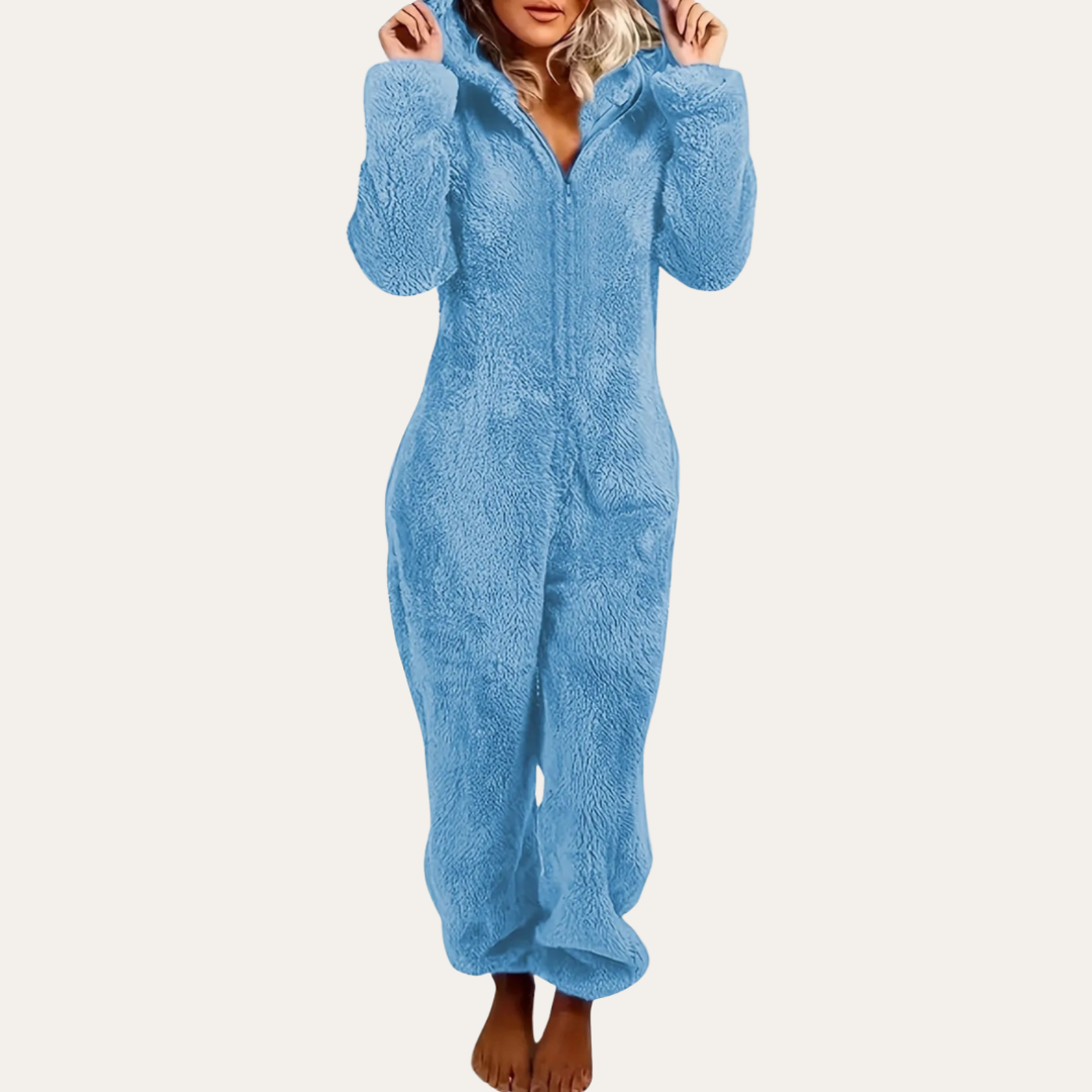 Damen Fleece-Overall mit Kapuze | Vestea