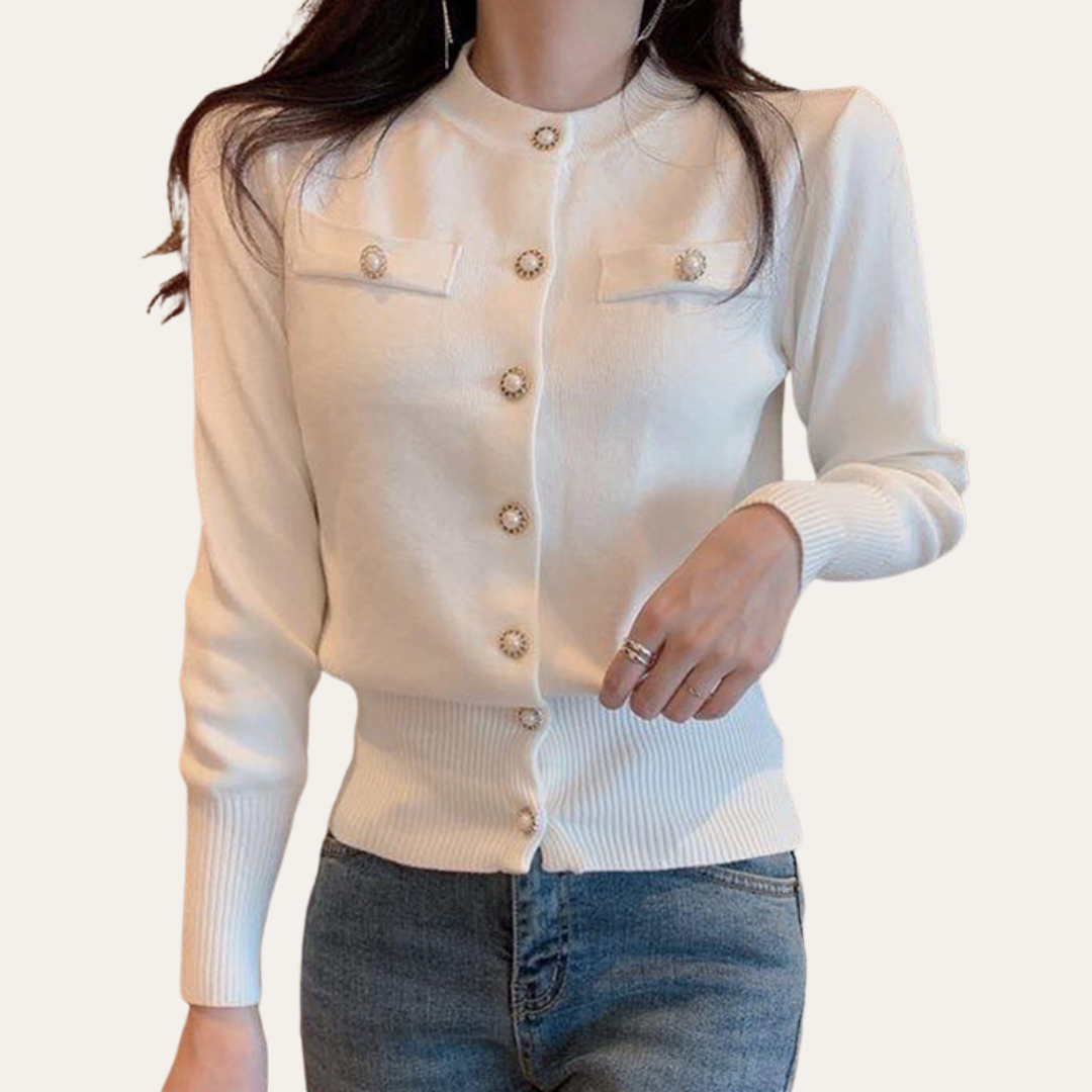 Damen Strickjacke mit Goldknöpfen Elegant | Vestea