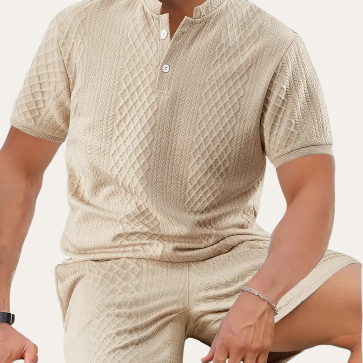 Herren Sommer-Set aus atmungsaktivem Kurzarmhemd und Shorts | Vestea