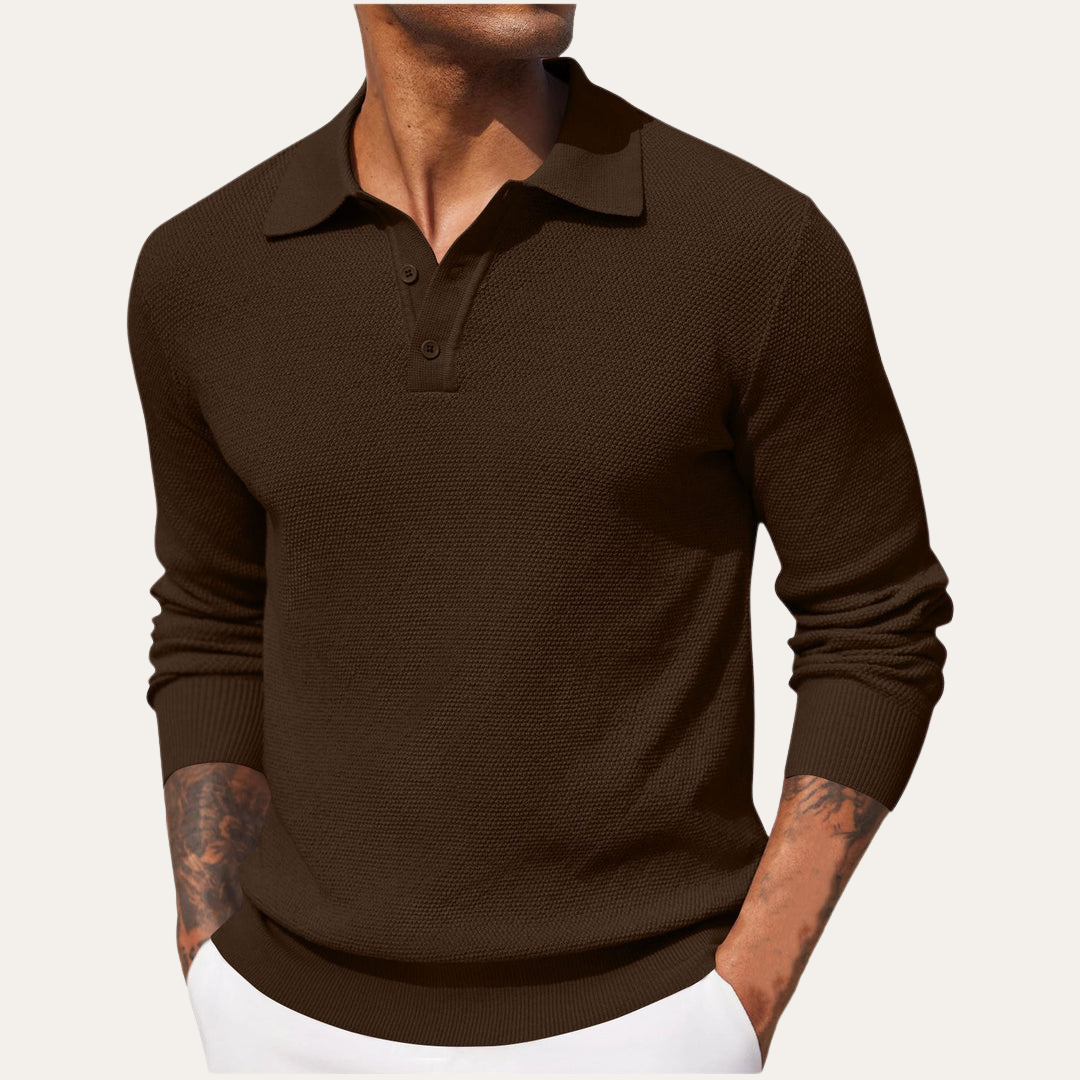 Herren Langarm Poloshirt Strickpullover Freizeitmode | Vestea