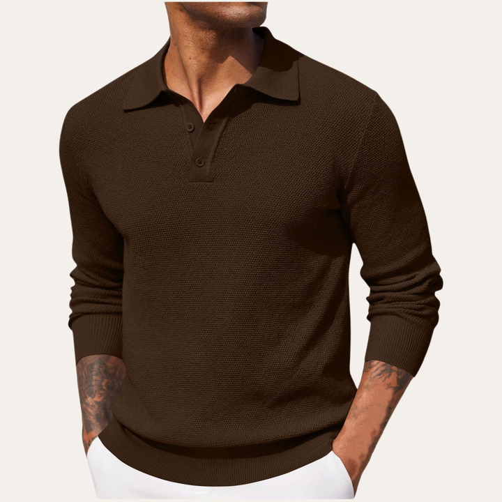 Herren Langarm Poloshirt Strickpullover Freizeitmode | Vestea