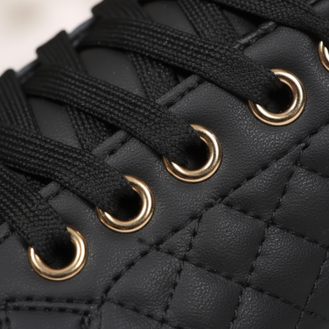 Sneaker Damen Kunstleder Schwarz und Weiß | Vestea