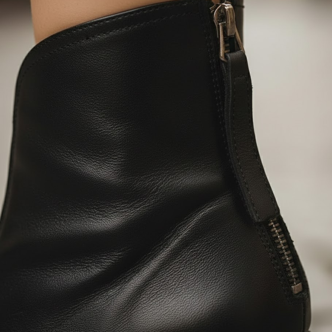 Botines de mujer con tacón medio y cremallera trasera