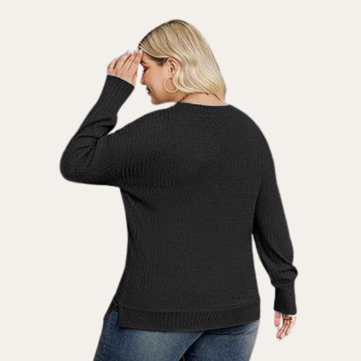 Damen Strickpullover V-Ausschnitt Langarm Rippmuster Freizeitshirt | Vestea