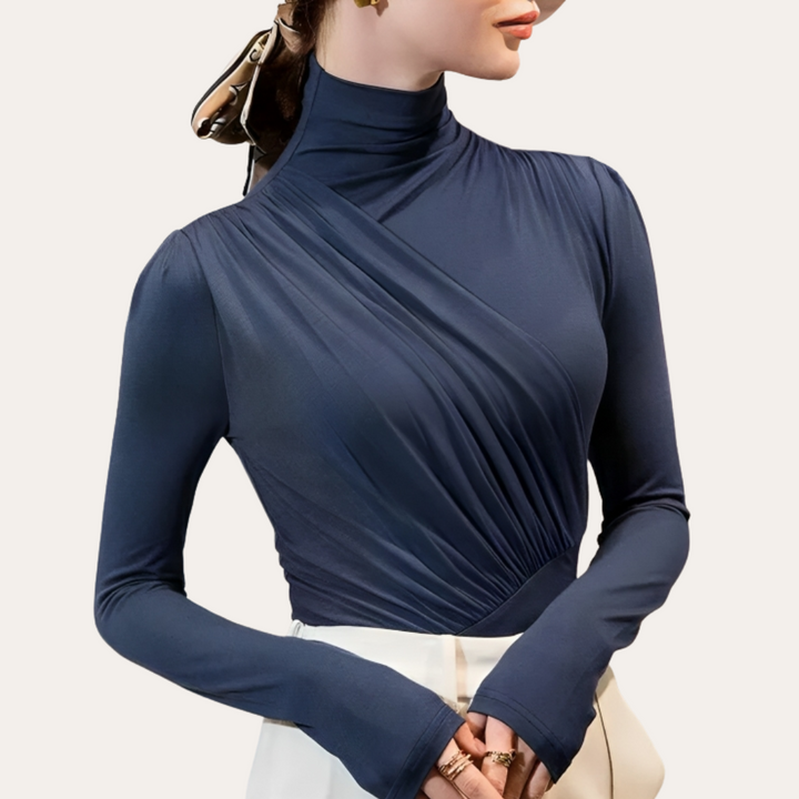 Damen Langarmshirt mit Stehkragen | Vestea