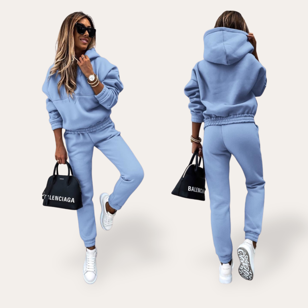 Damen Freizeitanzug Zweiteiler mit Hoodie Baumwollmischung | Vestea