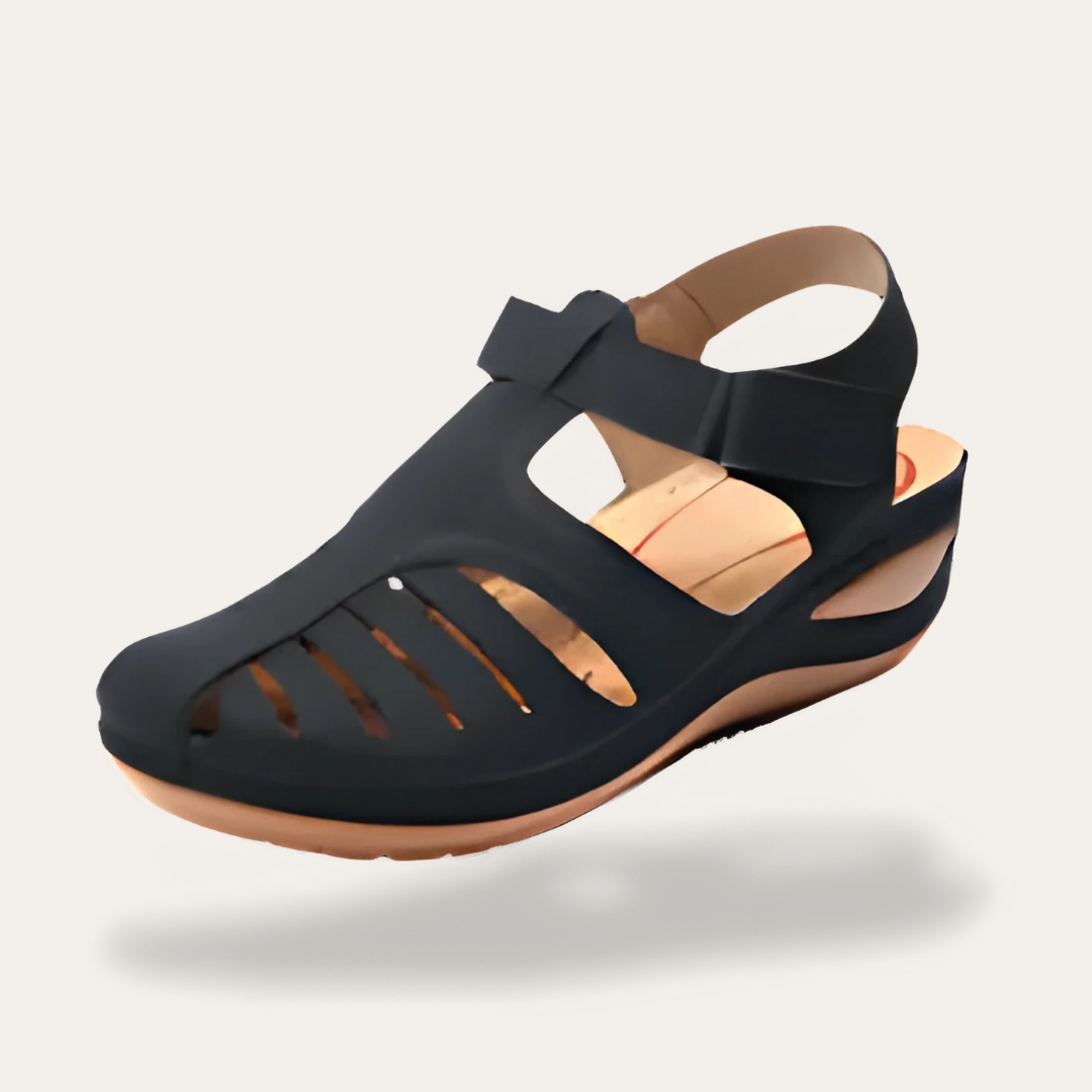 Damen Sandalen Orthopediche Leder Klettverschluss Bequem Sommer | Vestea