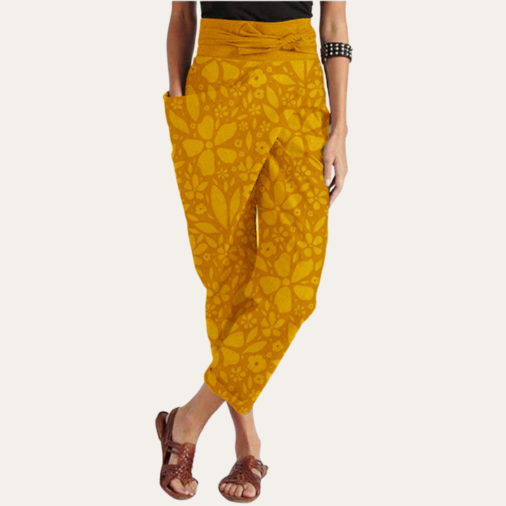 Tropische Wickelhose Damen Leinen Baumwolle | Vestea