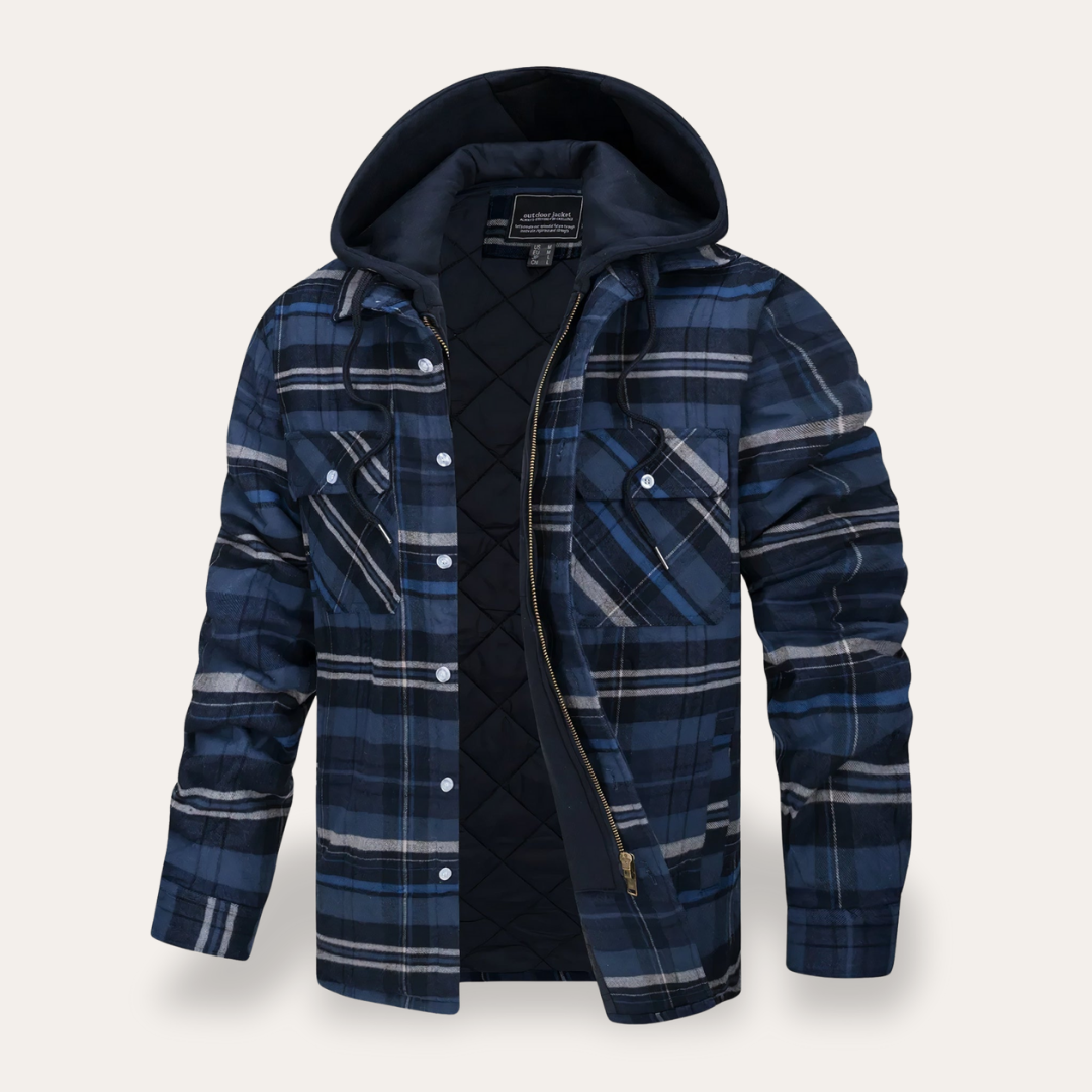 Herren Flanellhemd mit Kapuze Baumwolle Outdoorjacke | Vestea