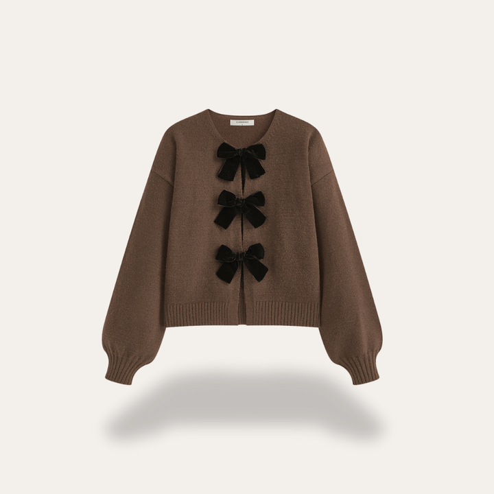 Damen Strickjacke Schleifen Langarm Cardigan | Vestea