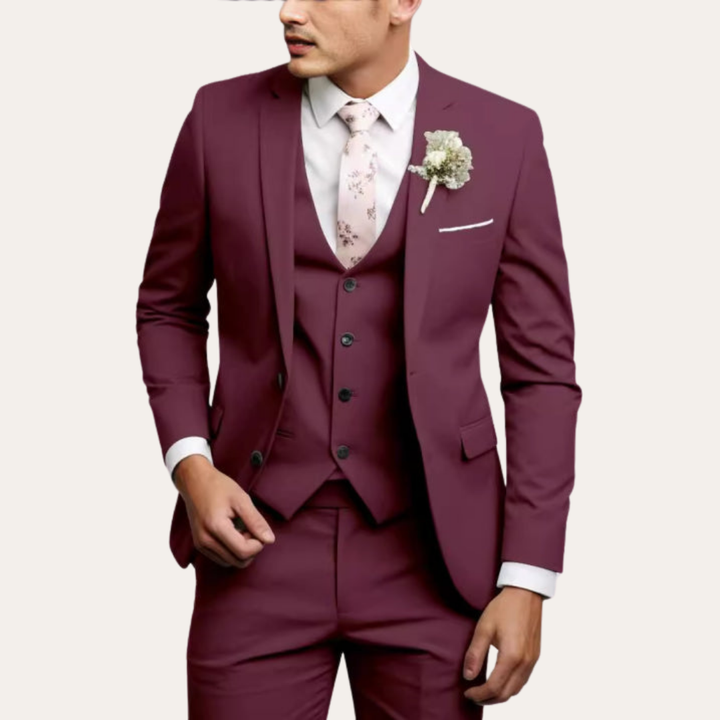 Herren Dreiteiliger Slim Fit Business Anzug Wolle | Vestea