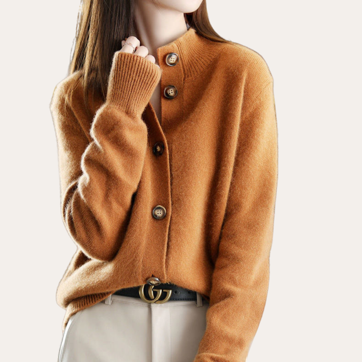 Damen Strickjacke mit Knöpfen Wollmix Pullover | Vestea