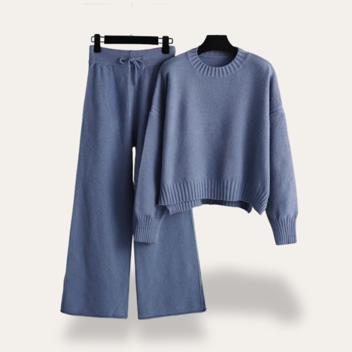 Damen Strick-Zweiteiler Set mit Pullover und Hose Acrylmischung | Vestea