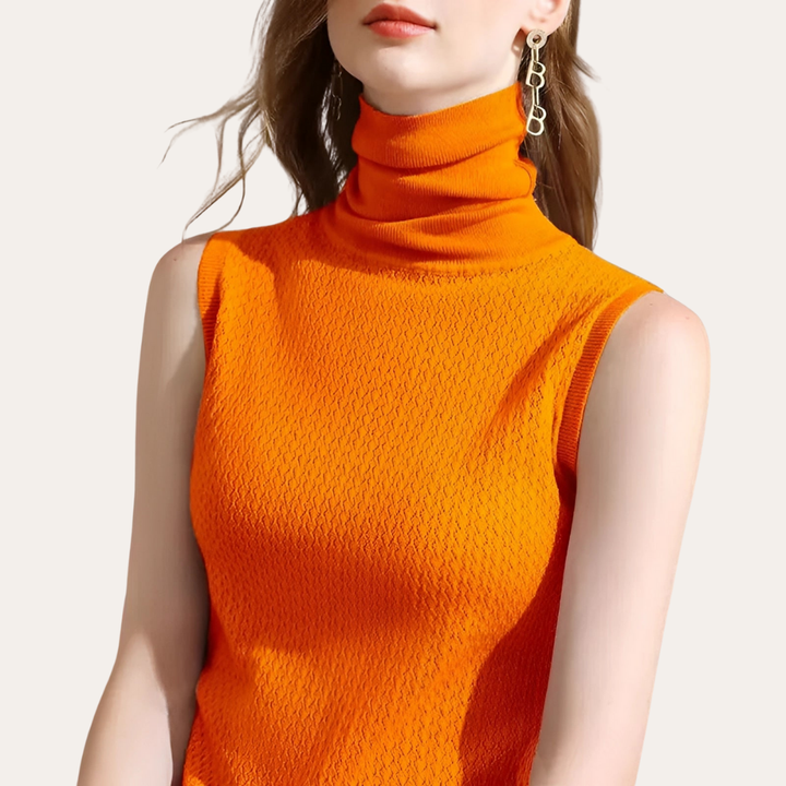 Damen Rollkragen Top Ärmellos Elegant | Vestea