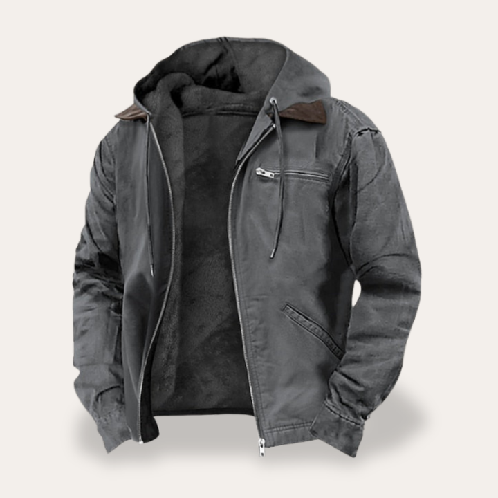 Herren Winterjacke Kapuzenjacke Fleecefutter Reißverschluss Outdoor | Vestea